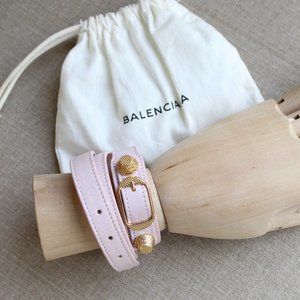 Balenciaga Arena Giant Pink Leather Triple Tour Bracelet S